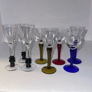Twisted Stem Cordial Glasses Various Colors Sizes Set Of 8